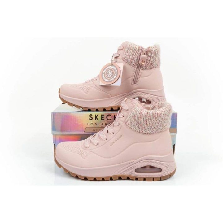 Moteriški pašiltinti batai Skechers Uno Rugged, rožiniai
