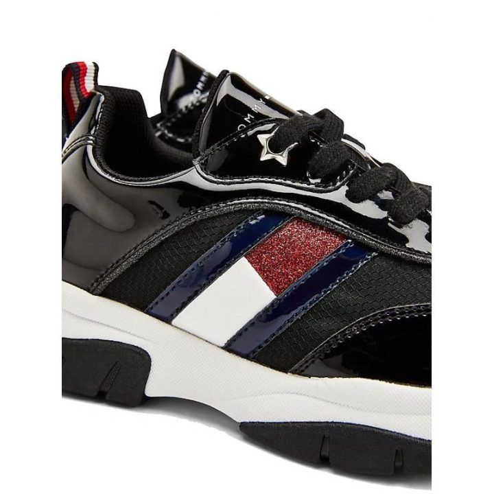 Vaikiški sportbačiai su storu padu Tommy Hilfiger, juodi
