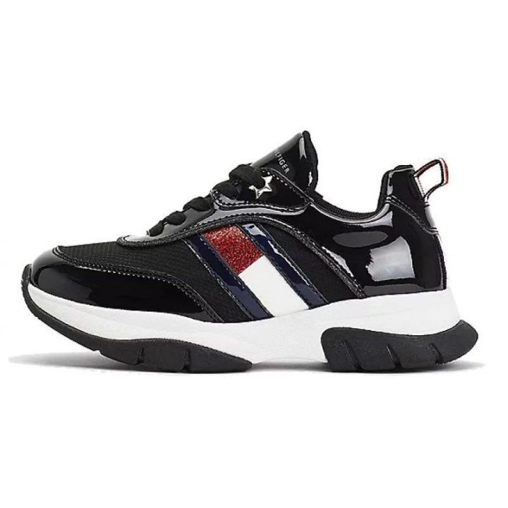 Vaikiški sportbačiai su storu padu Tommy Hilfiger, juodi