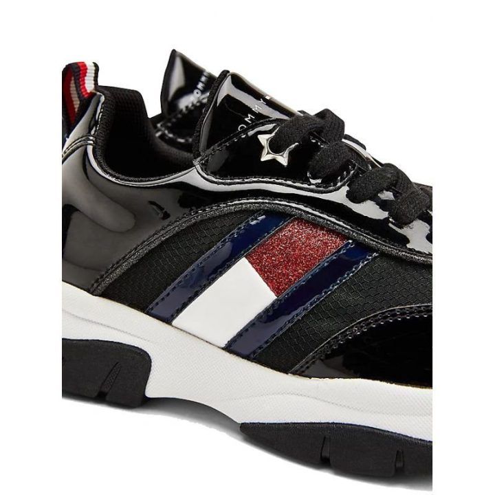 Vaikiški sportbačiai su storu padu Tommy Hilfiger, juodi