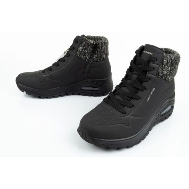 Moteriški pašiltinti sportbačiai Skechers Uno Rugged, juodi