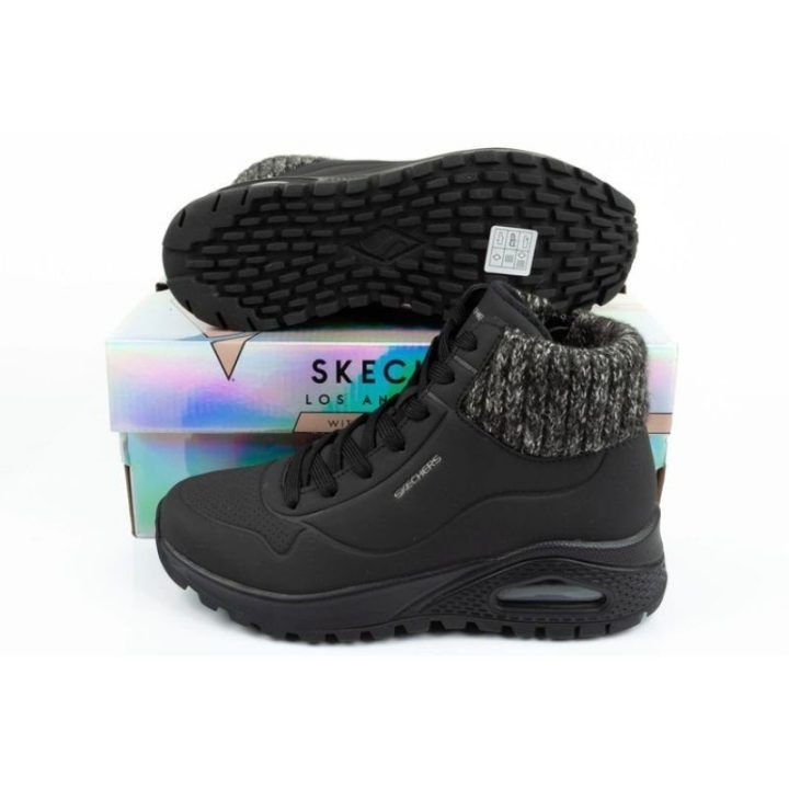 Moteriški pašiltinti sportbačiai Skechers Uno Rugged, juodi