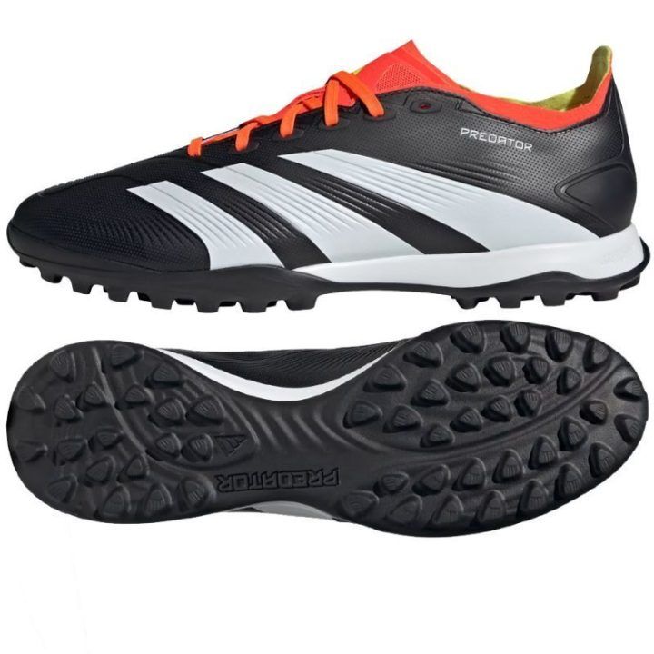 Vyriški futbolo bateliai su guminiais dygliais adidas Predator League, juodi, raudoni ir balti