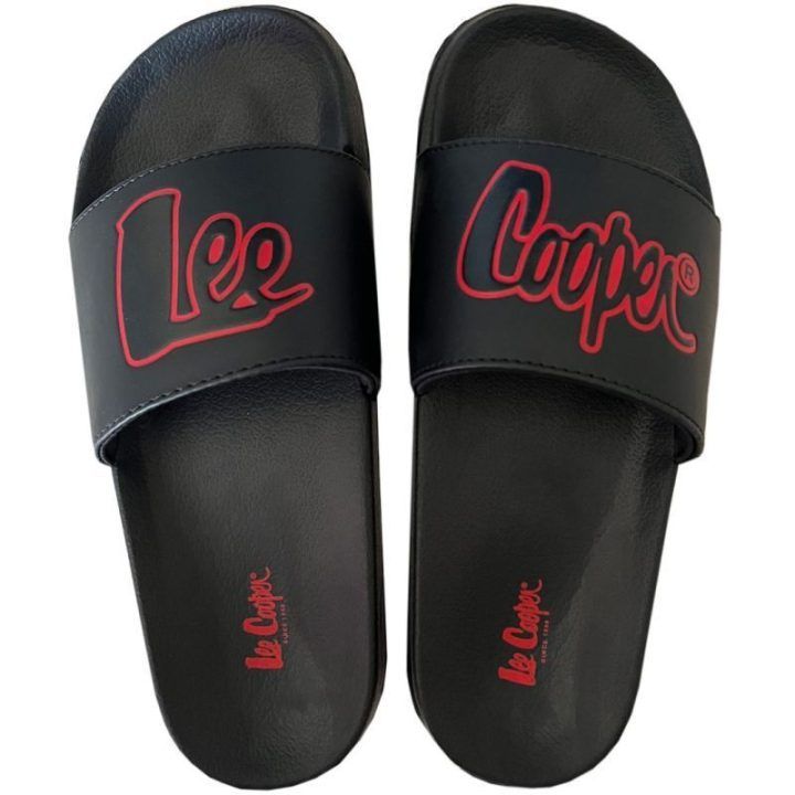 Moteriškos šlepetės Lee Cooper, juodos ir raudonos