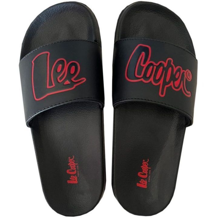 Moteriškos šlepetės Lee Cooper, juodos ir raudonos