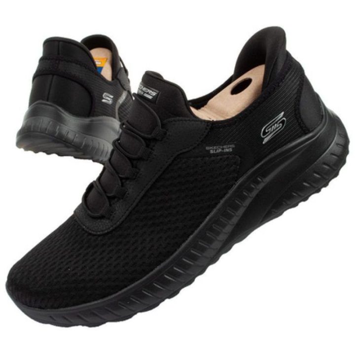 Moteriški sportbačiai Skechers Bobs Squad Slip-ins, juodi