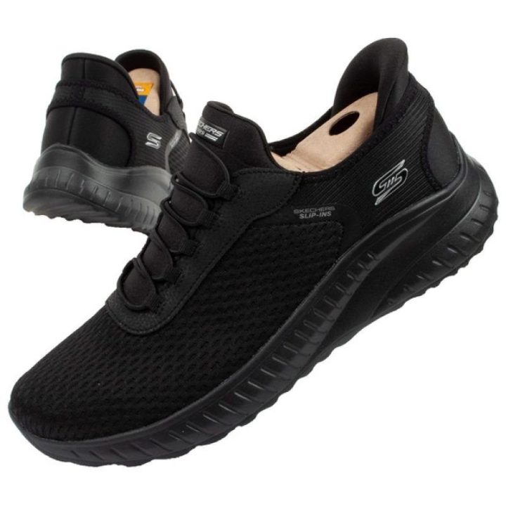Moteriški sportbačiai Skechers Bobs Squad Slip-ins, juodi