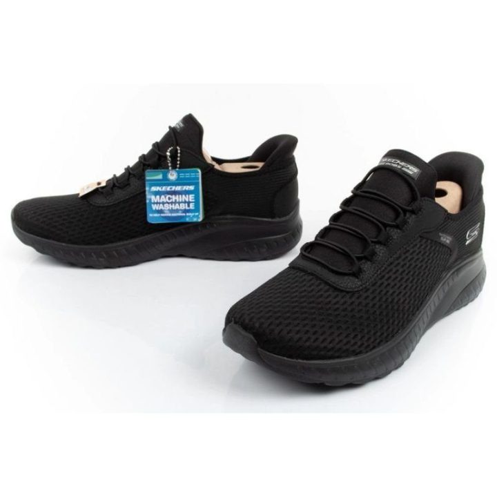 Moteriški sportbačiai Skechers Bobs Squad Slip-ins, juodi