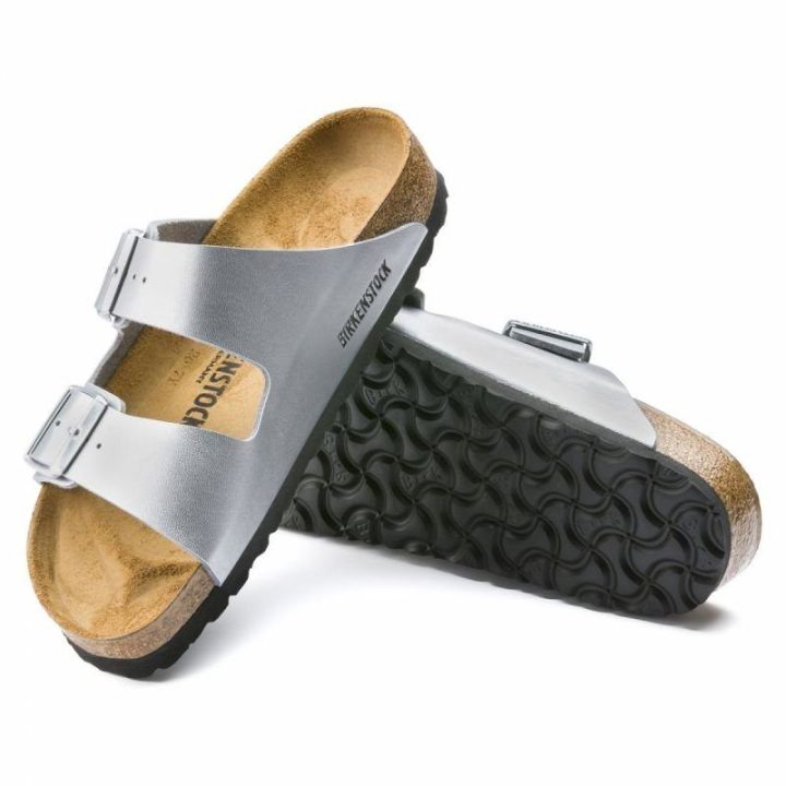 Moteriškos šlepetės su dviem dirželiais Birkenstock Arizona, sidabro