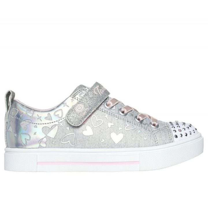Sportbačiai mergaitėms Skechers Led Heather Charms, sidabro