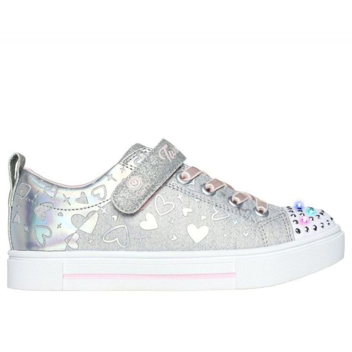 Sportbačiai mergaitėms Skechers Led Heather Charms, sidabro