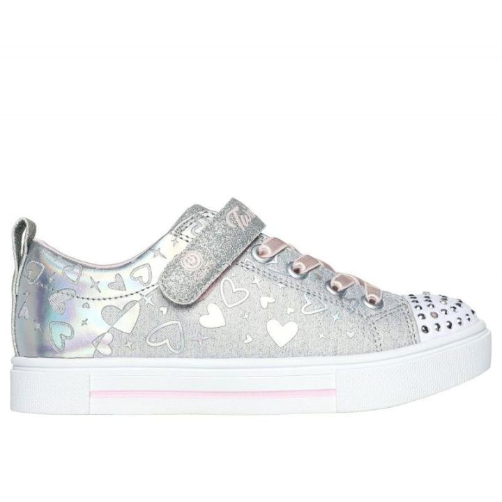 Sportbačiai mergaitėms Skechers Led Heather Charms, sidabro