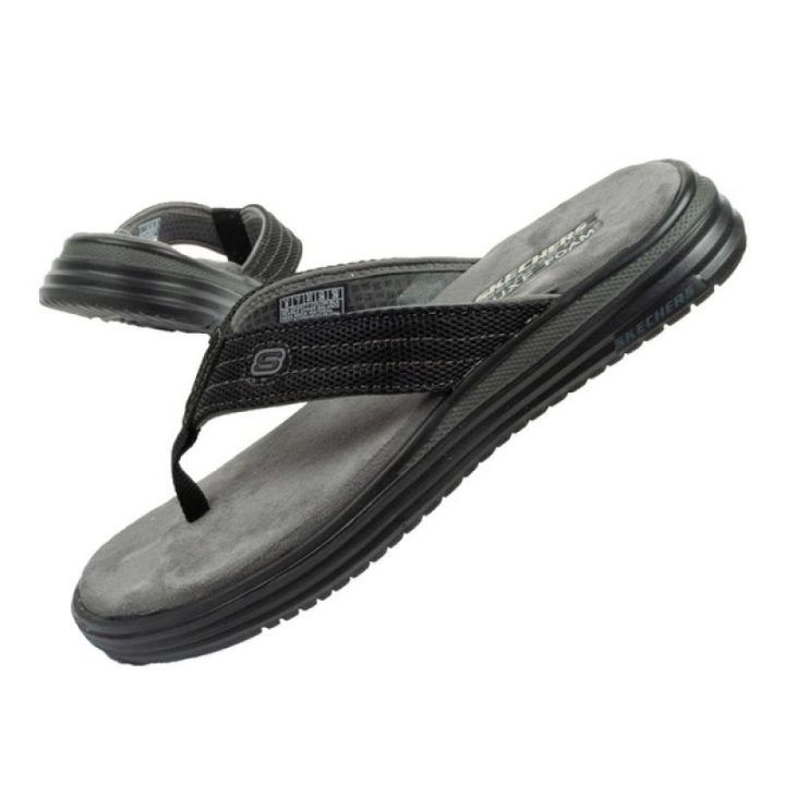 Vyriškos šlepetės per pirštą Skechers Proven, juodos