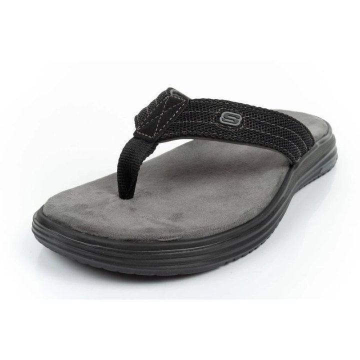 Vyriškos šlepetės per pirštą Skechers Proven, juodos
