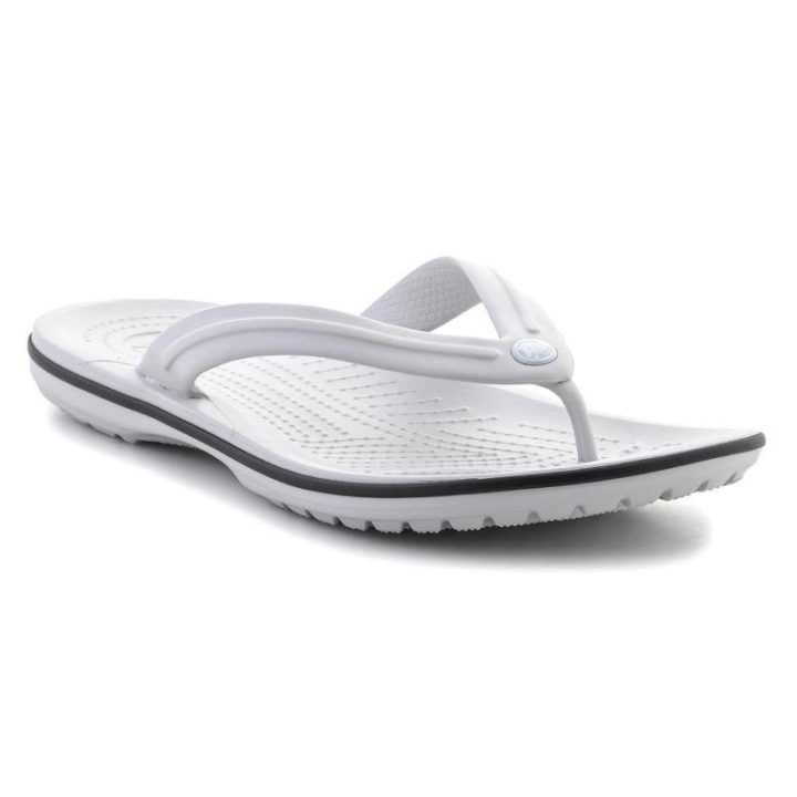 Moteriškos šlepetės per pirštą Crocs Crocband Flip, baltos