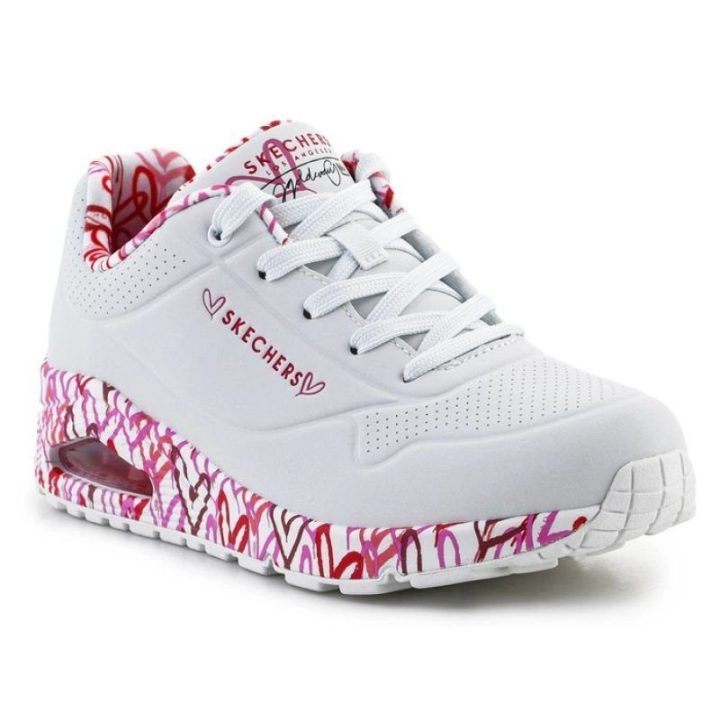 Moteriški sportbačiai su Skech-Air Skechers Uno Loving Love, balti
