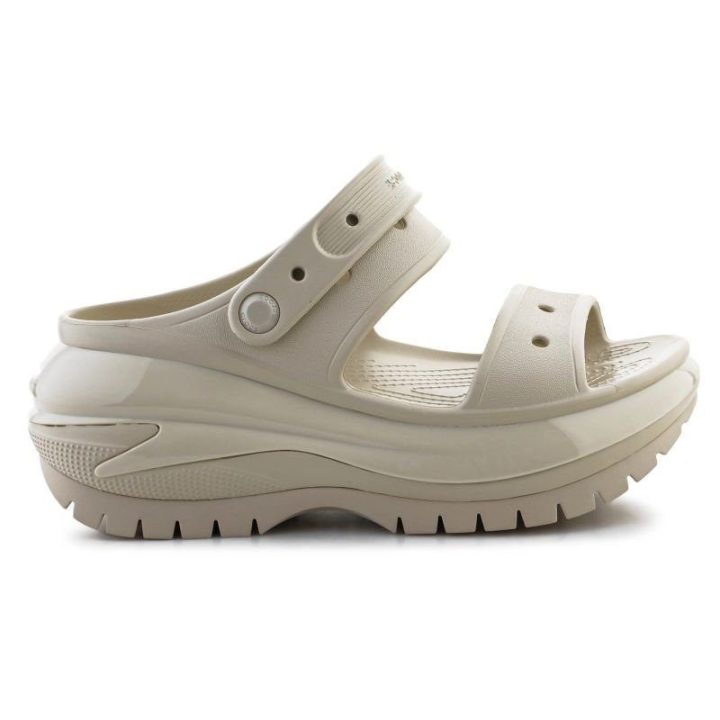 Moteriškos platforminės šlepetės Crocs Mega Crush, kaulo spalvos