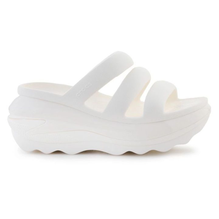 Moteriškos šlepetės Crocs Mega Crush Triple Strap, balkšvos