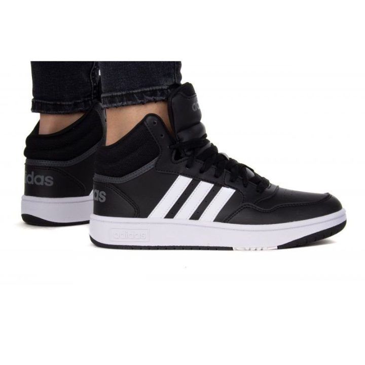 Vaikiški sportbačiai aukštu auliuku adidas Hoops Mid 3.0, juodi