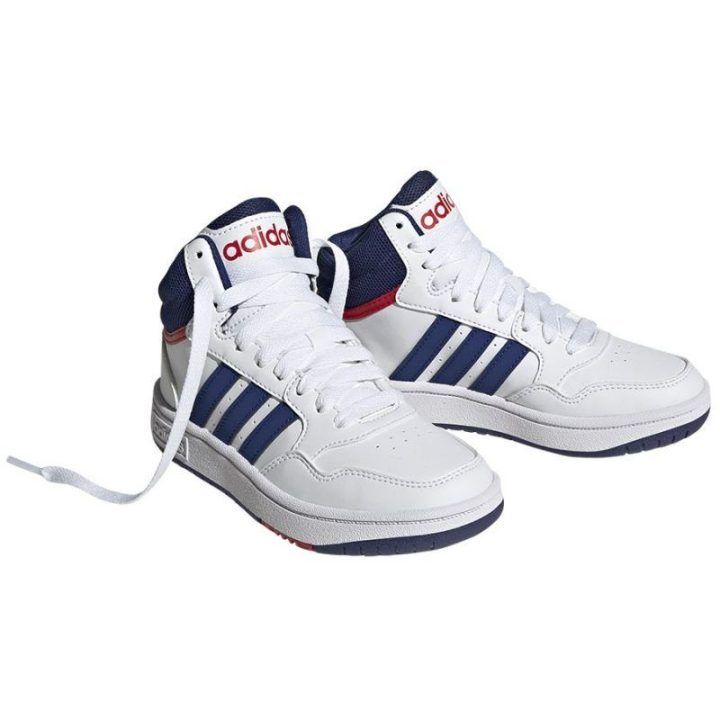 Vaikiški sportbačiai aukštu auliuku adidas Hoops MID 3.0, balti