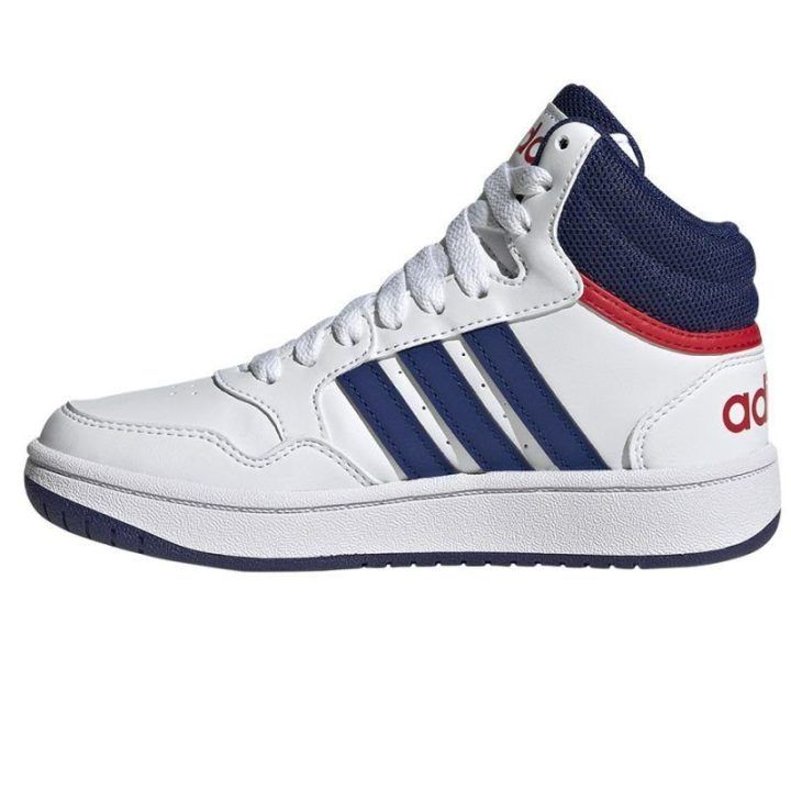 Vaikiški sportbačiai aukštu auliuku adidas Hoops MID 3.0, balti
