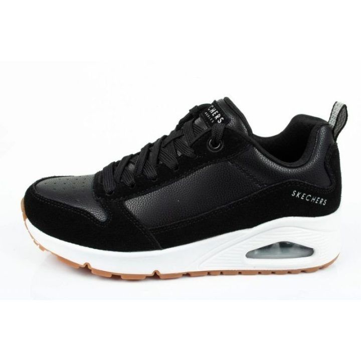 Moteriški sportbačiai su 6 cm kulnu Skechers Uno-Solid Air, juodi