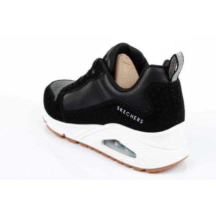 Moteriški sportbačiai su 6 cm kulnu Skechers Uno-Solid Air, juodi