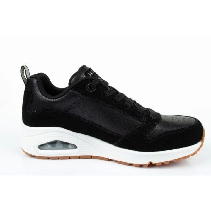 Moteriški sportbačiai su 6 cm kulnu Skechers Uno-Solid Air, juodi