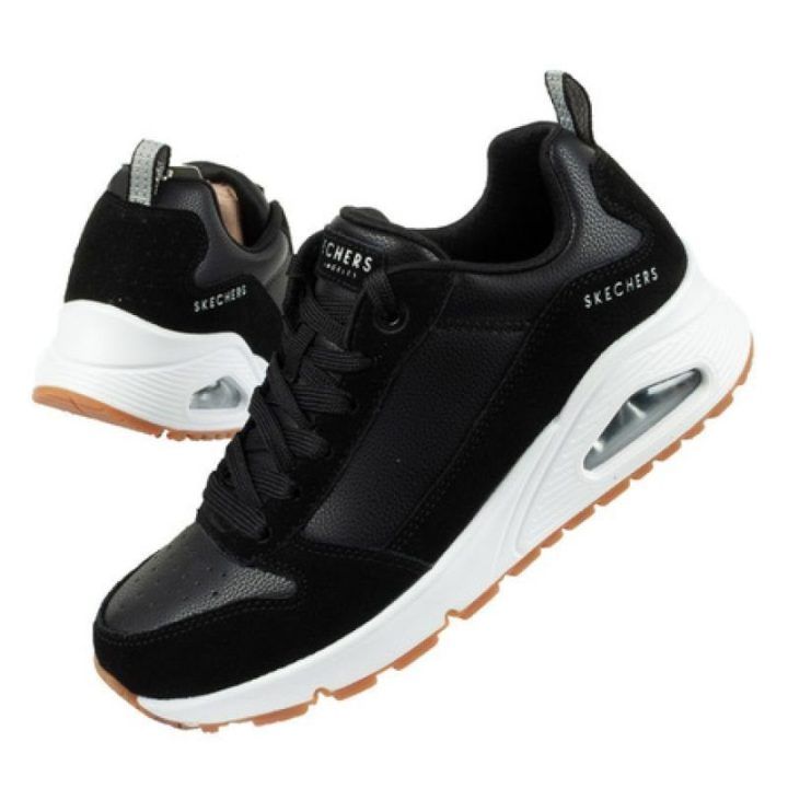Moteriški sportbačiai su 6 cm kulnu Skechers Uno-Solid Air, juodi