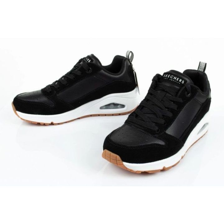 Moteriški sportbačiai su 6 cm kulnu Skechers Uno-Solid Air, juodi