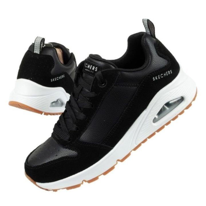 Moteriški sportbačiai su 6 cm kulnu Skechers Uno-Solid Air, juodi