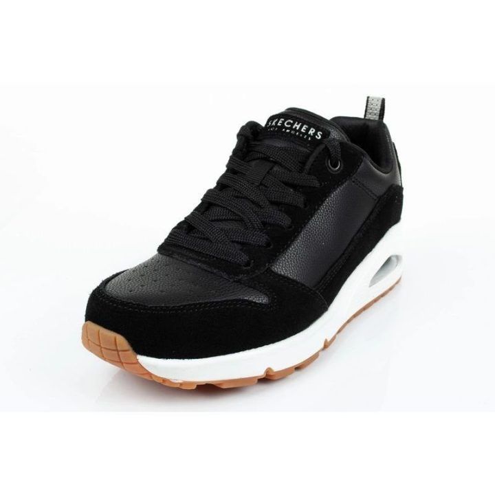 Moteriški sportbačiai su 6 cm kulnu Skechers Uno-Solid Air, juodi