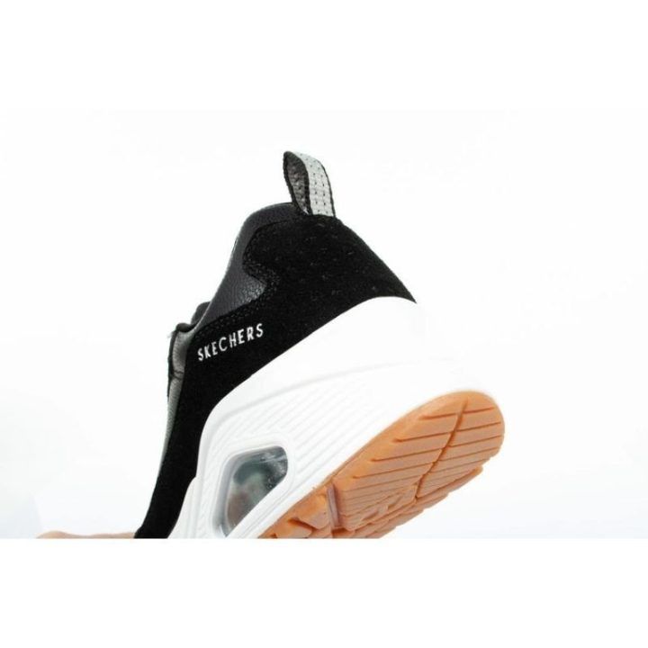 Moteriški sportbačiai su 6 cm kulnu Skechers Uno-Solid Air, juodi
