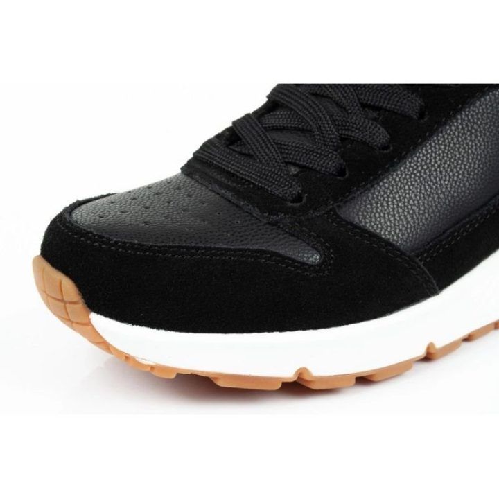 Moteriški sportbačiai su 6 cm kulnu Skechers Uno-Solid Air, juodi