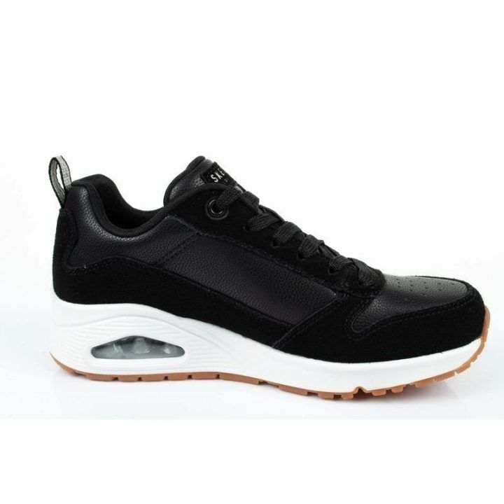Moteriški sportbačiai su 6 cm kulnu Skechers Uno-Solid Air, juodi