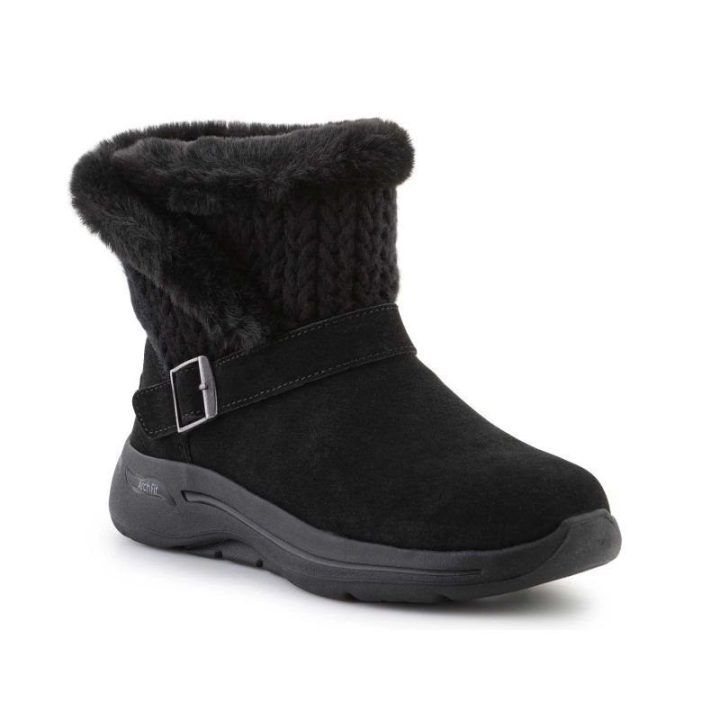 Moteriški zomšiniai auliniai batai Skechers Go Walk Arch Fit, juodi