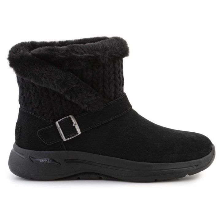 Moteriški zomšiniai auliniai batai Skechers Go Walk Arch Fit, juodi