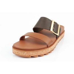 Moteriškos odinės šlepetės Sorel Roaming Slide, rudos