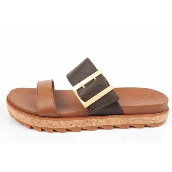 Moteriškos odinės šlepetės Sorel Roaming Slide, rudos
