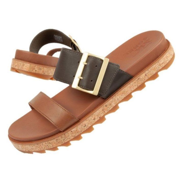 Moteriškos odinės šlepetės Sorel Roaming Slide, rudos