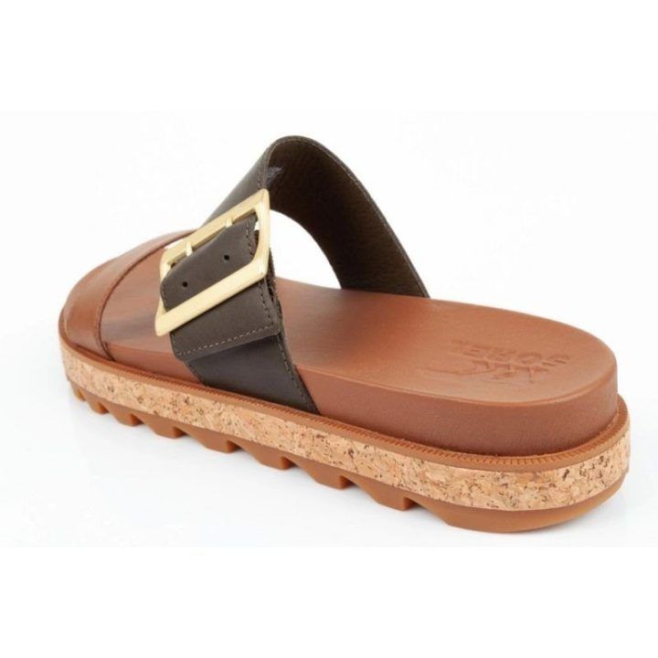 Moteriškos odinės šlepetės Sorel Roaming Slide, rudos