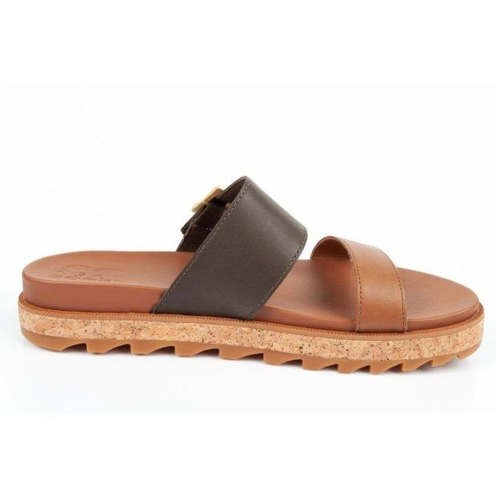 Moteriškos odinės šlepetės Sorel Roaming Slide, rudos