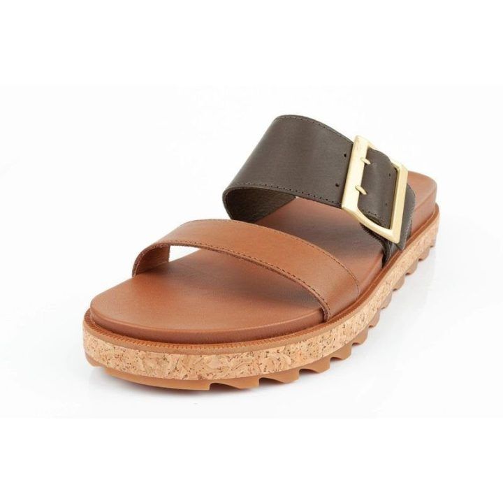 Moteriškos odinės šlepetės Sorel Roaming Slide, rudos