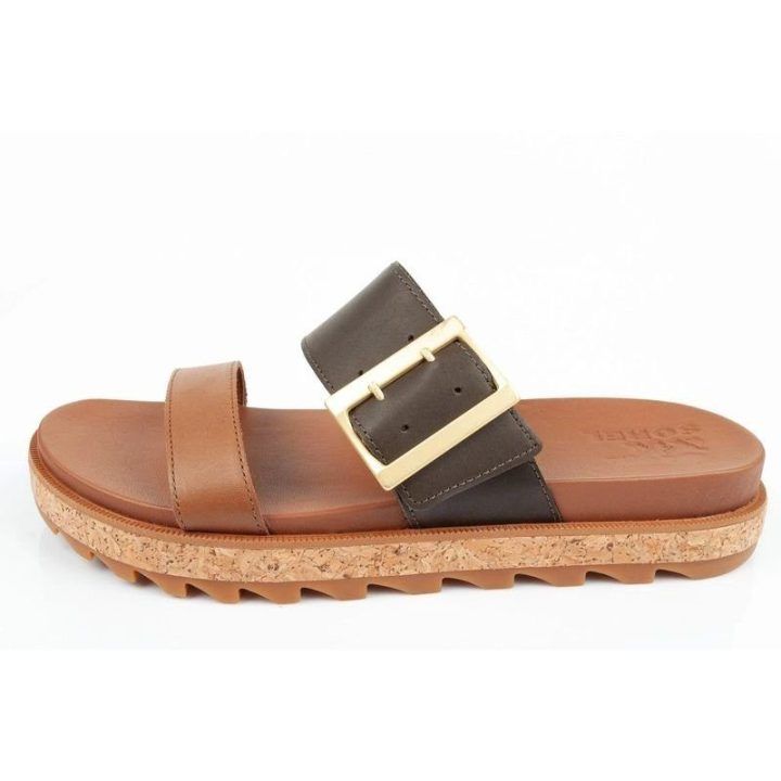 Moteriškos odinės šlepetės Sorel Roaming Slide, rudos