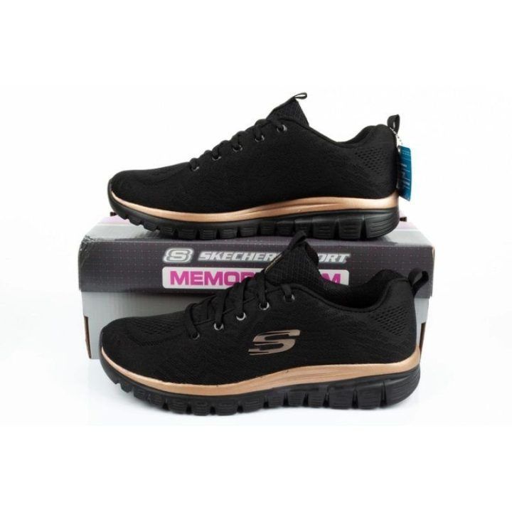 Moteriški sportbačiai su Memory Foam vidpadžiu Skechers, juodi