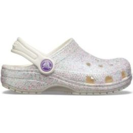 Vaikiškos klumpės su kulno dirželiu Crocs Classic Glitter, sidabro