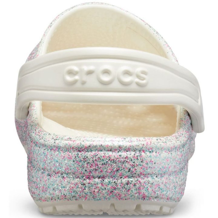 Vaikiškos klumpės su kulno dirželiu Crocs Classic Glitter, sidabro