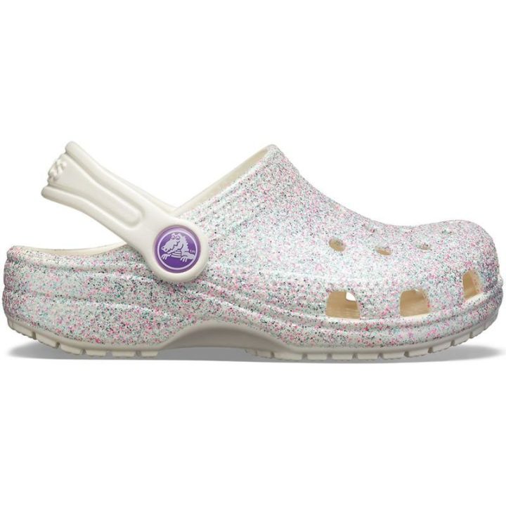 Vaikiškos klumpės su kulno dirželiu Crocs Classic Glitter, sidabro