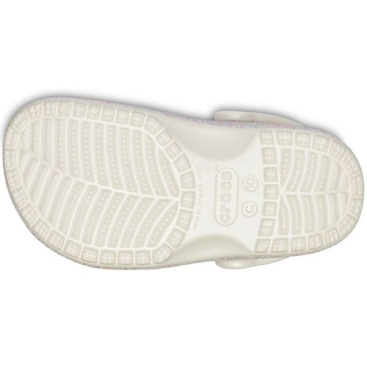 Vaikiškos klumpės su kulno dirželiu Crocs Classic Glitter, sidabro