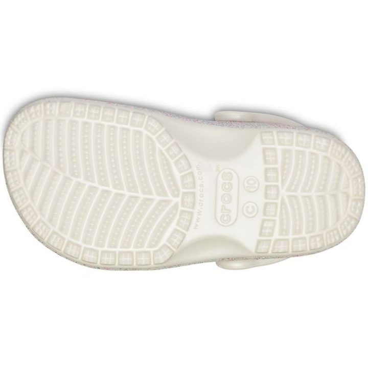 Vaikiškos klumpės su kulno dirželiu Crocs Classic Glitter, sidabro